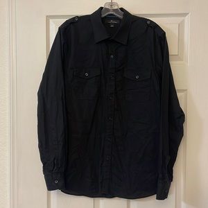 Marc Anthony Slim fit black large button down shirt with appellate and 2 pockets